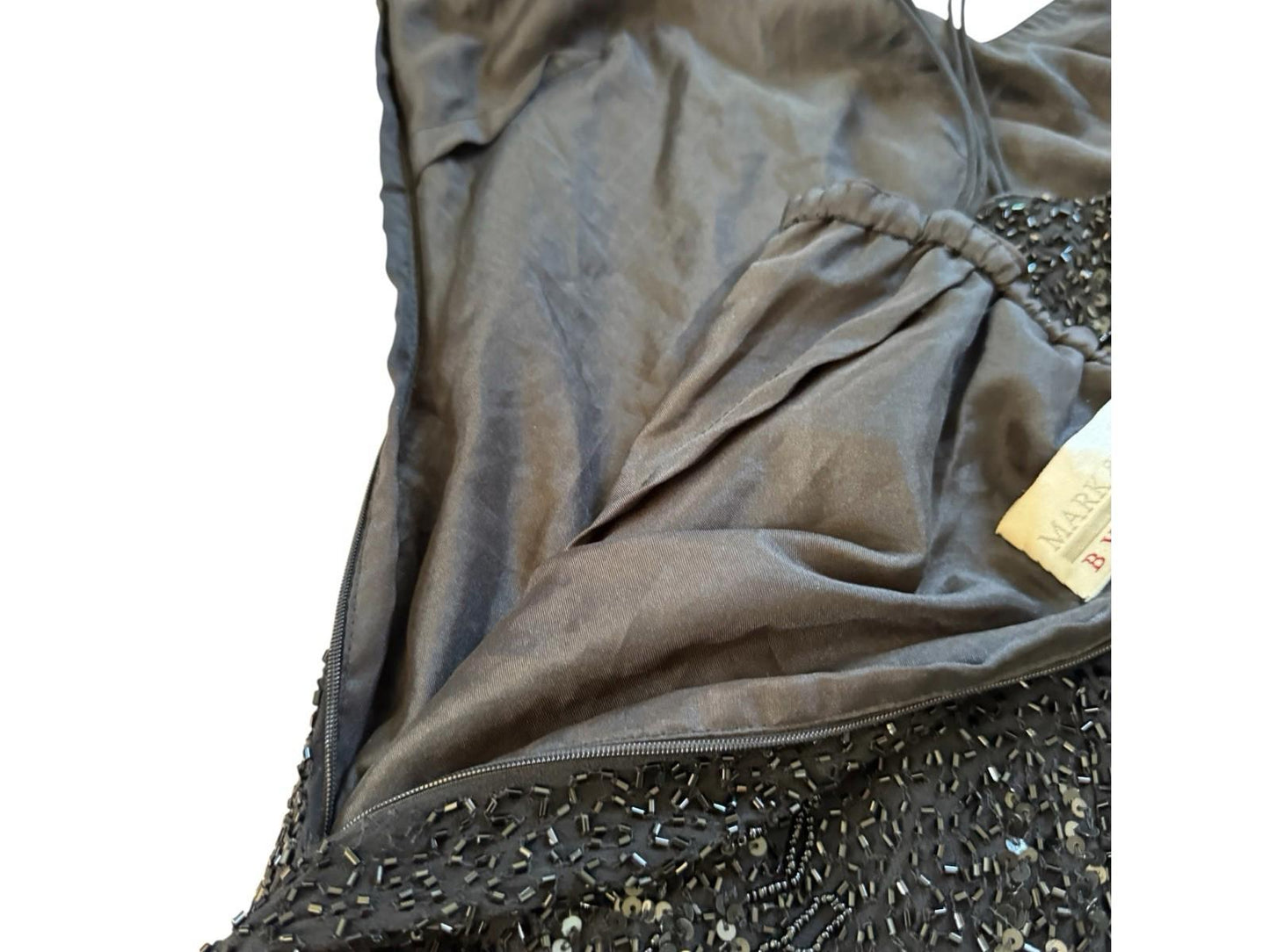Vintage Mark John Gopal Black Beaded Flapper Dress Drag Formal Cocktail Wedding