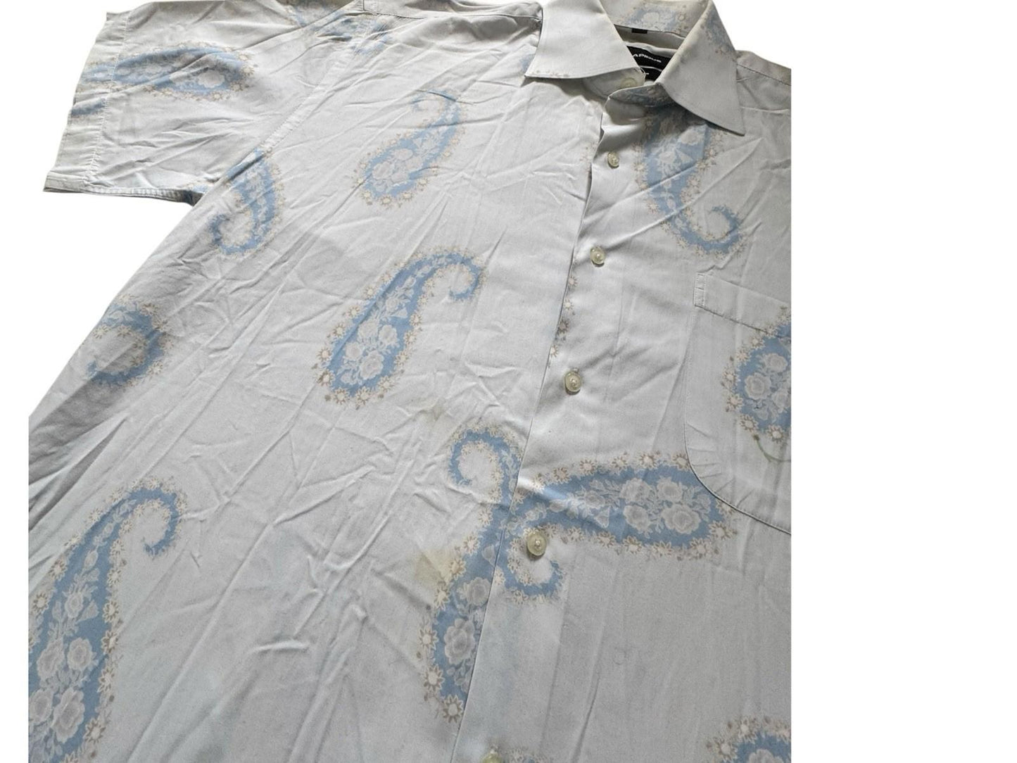 Ted Lapidus Men's Shirt Size Large Amoeba Pattern Short Sleeve Cotton