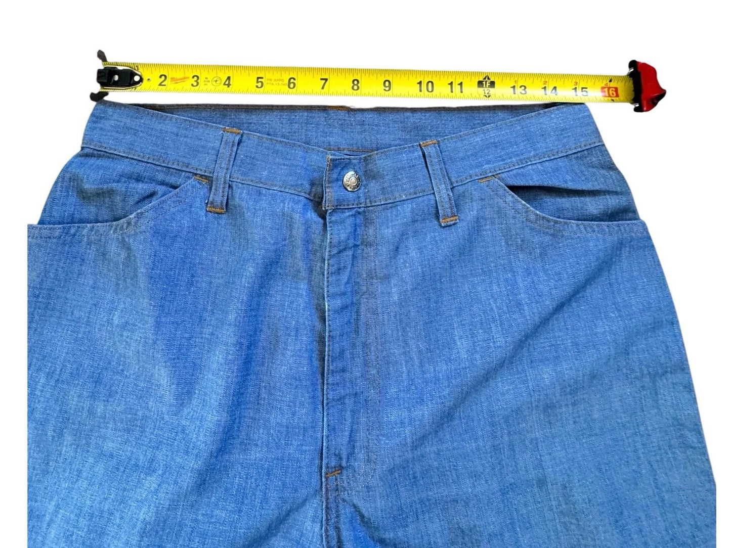 Vintage 1970s LEVIS FOR ME Blue Hopsack Bell Bottom Pants BIG E White Tag 30