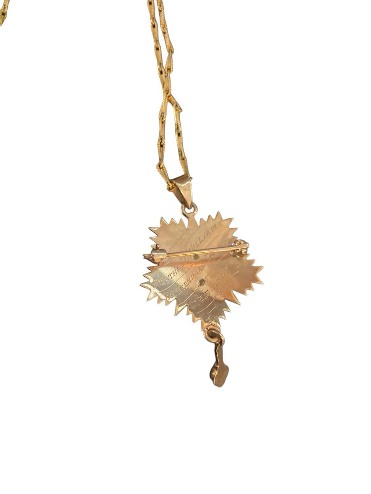 14K Gold Sorority Fraternal Pendant 1/20 12K Gold Necklace 1937 Beukendaal