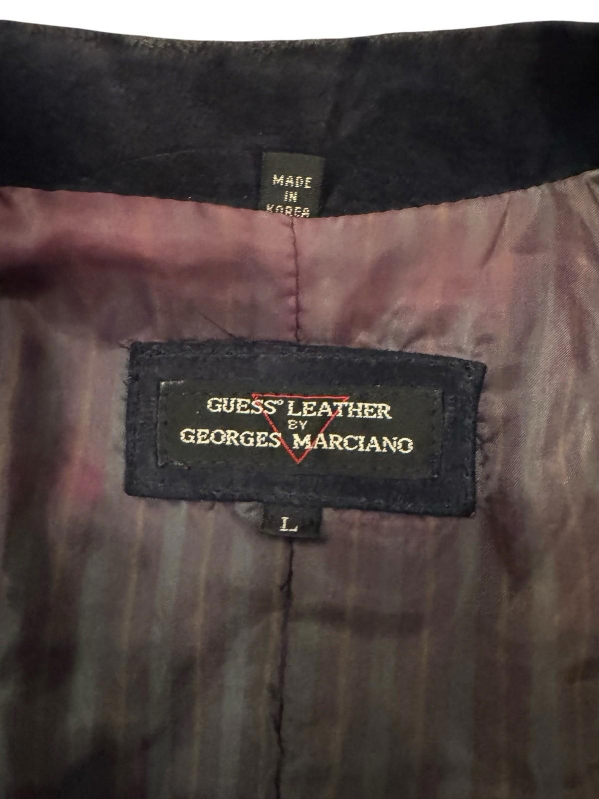 Guess Mens Leather Coat Blazer George's Marciano Suede Smoker's Jacket Large
