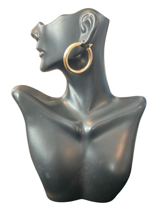 Vintage Designer 14k Gold Hoop Earrings 1.25" 32mm 5.03g