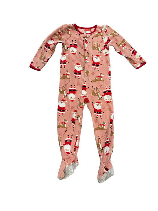 Carters Just One You Girls Santa Christmas Footed Pajamas 4T