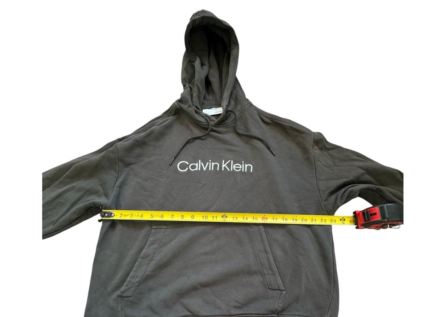 Calvin Klein Gray Hoodie Grey Mens Hooded Sweatshirt Pocket Drawstrings Small