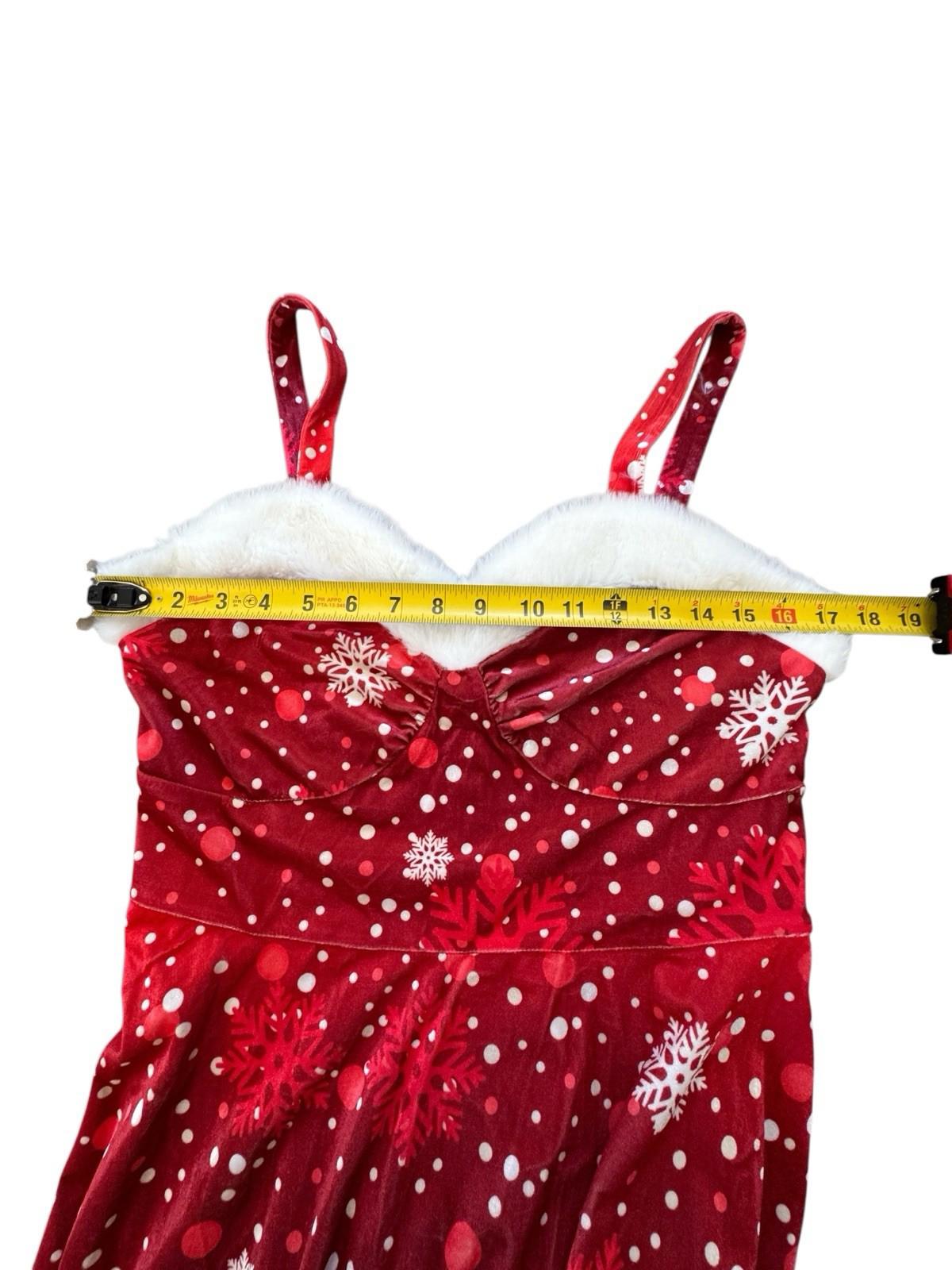 Chic Me Christmas Strap Dress Red Snowflake Stretch Faux Fur Sexy Mrs Claus Drag