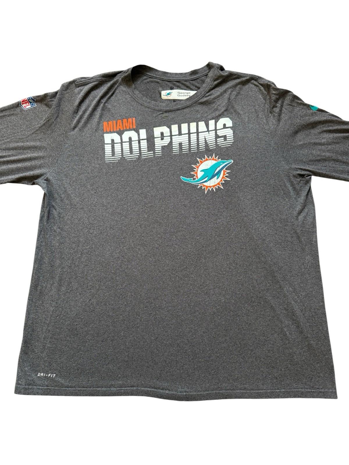 Miami Dolphins Football Long Sleeve T-Shirt George Godsey Worn Size 3XL