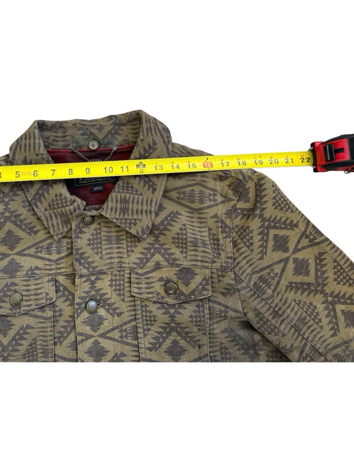 1980s Pendleton Brown Aztec Western Cotton Denim Jean Jacket Removable Collar M