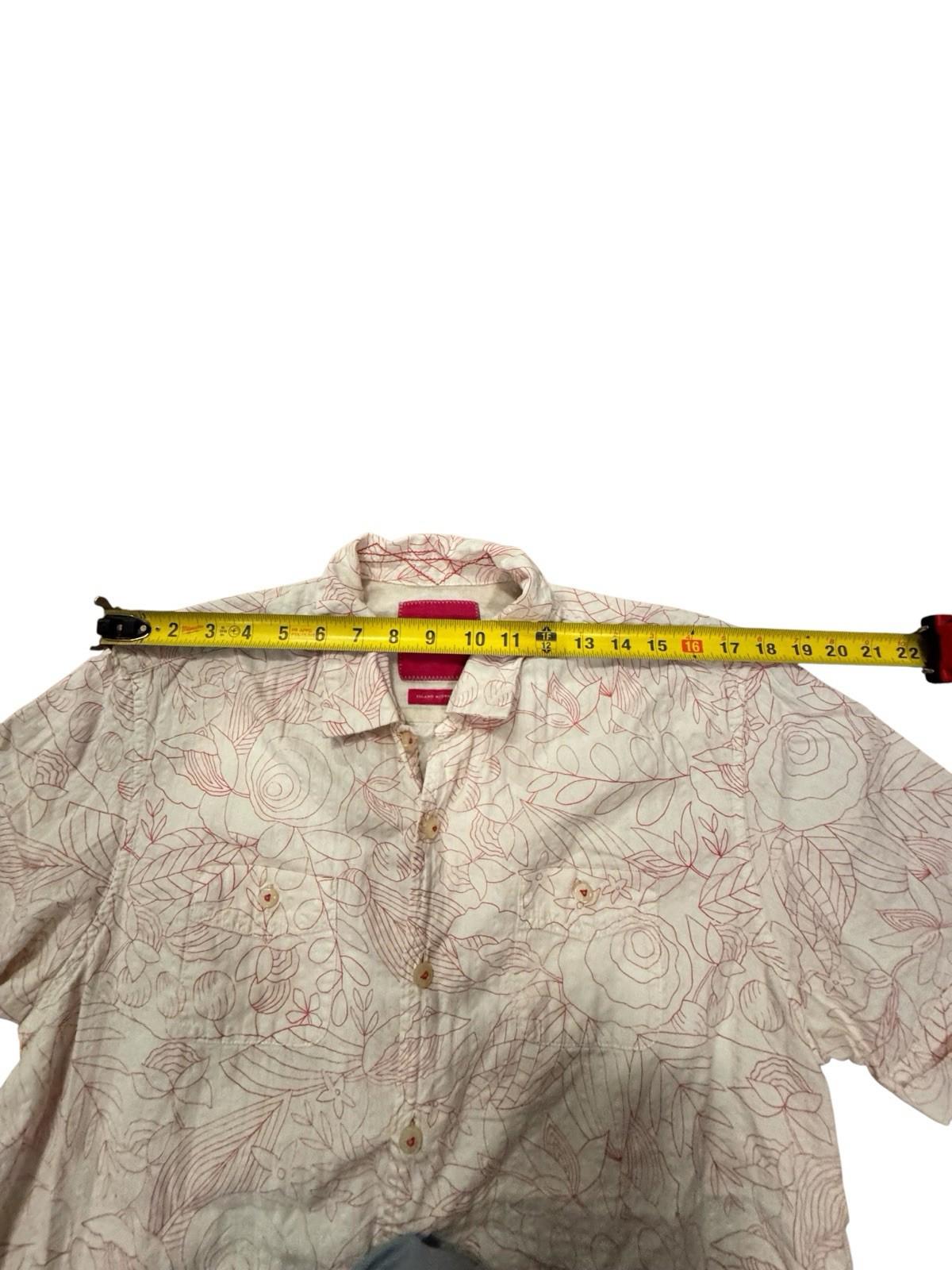 Tommy Bahama Island Modern Fit Red Floral Hawaiian Silk Cotton Shirt Mens M