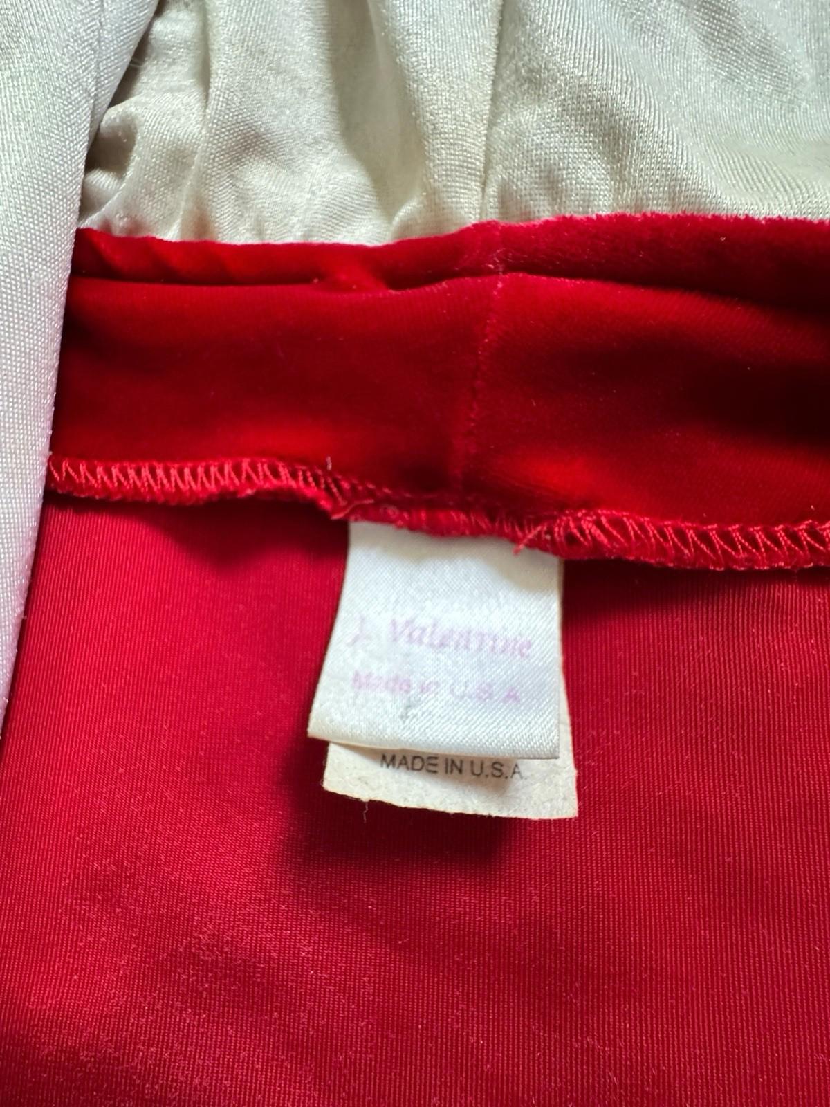 Vintage 1980s J Valentine Mrs. Claus Dress Red Christmas Velour Costume