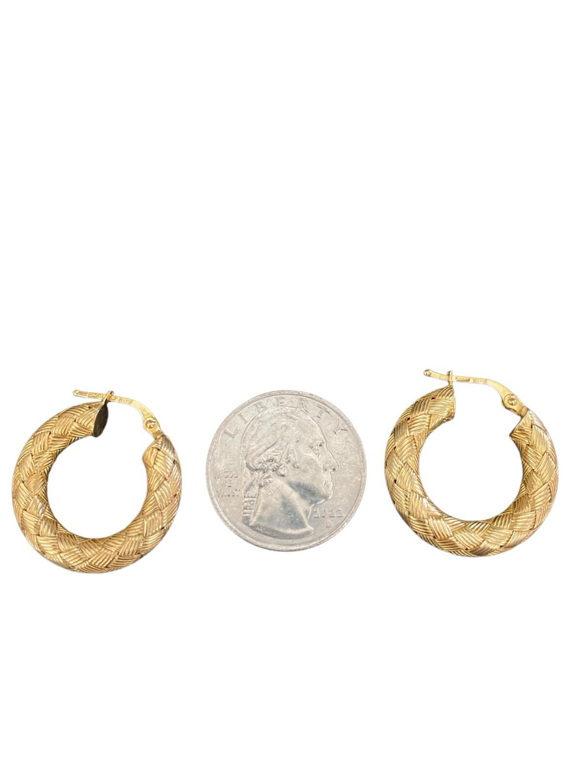 Riccardo Marotto 18k Gold Ornate Patterned Hoop Earrings Italy