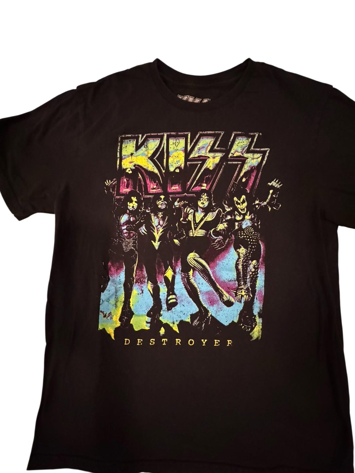 KISS Rock Music Tshirt T-Shirt Tee Shirt Mens M Rock-N-Roll Psychedelic Colors