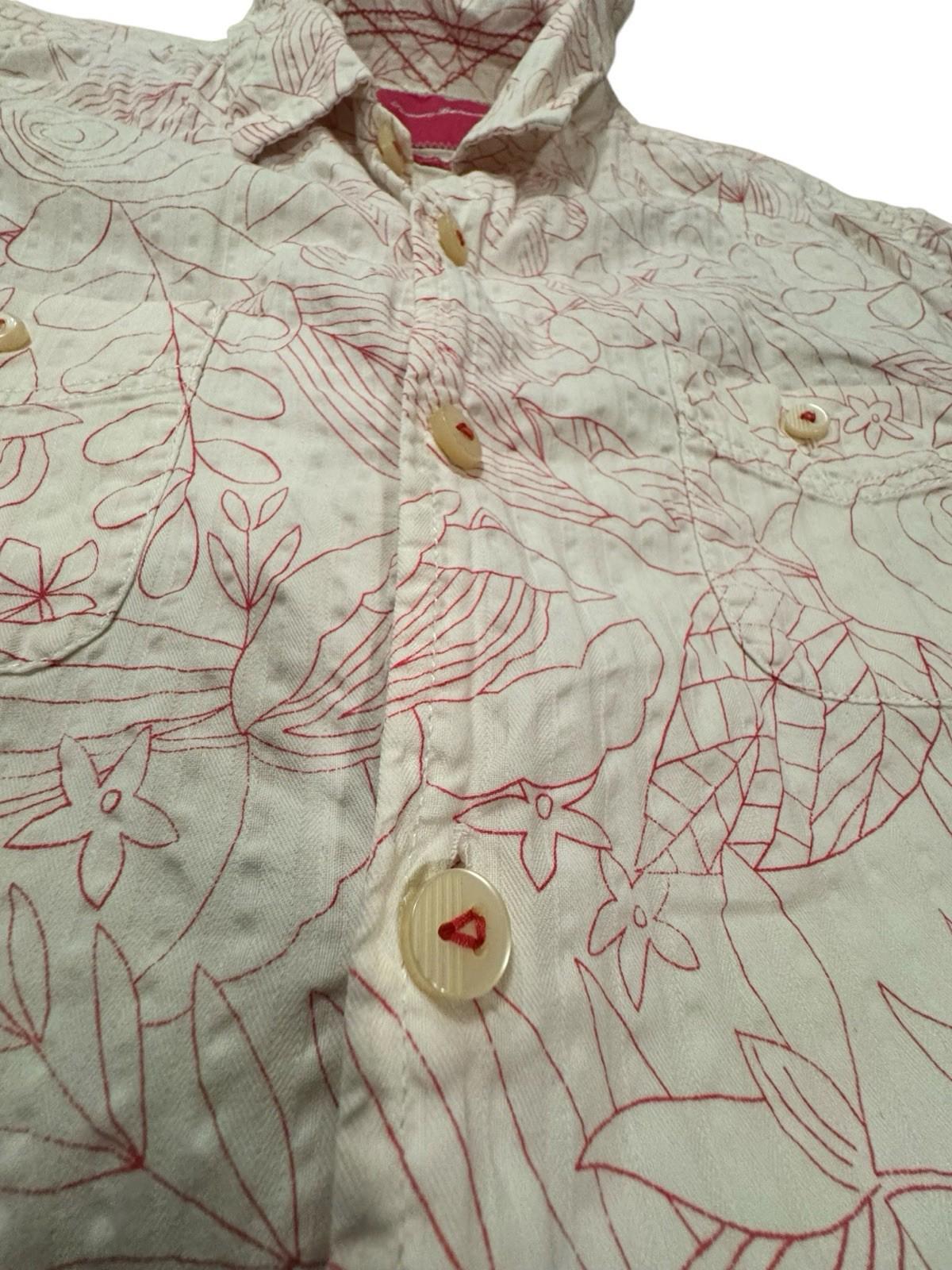 Tommy Bahama Island Modern Fit Red Floral Hawaiian Silk Cotton Shirt Mens M