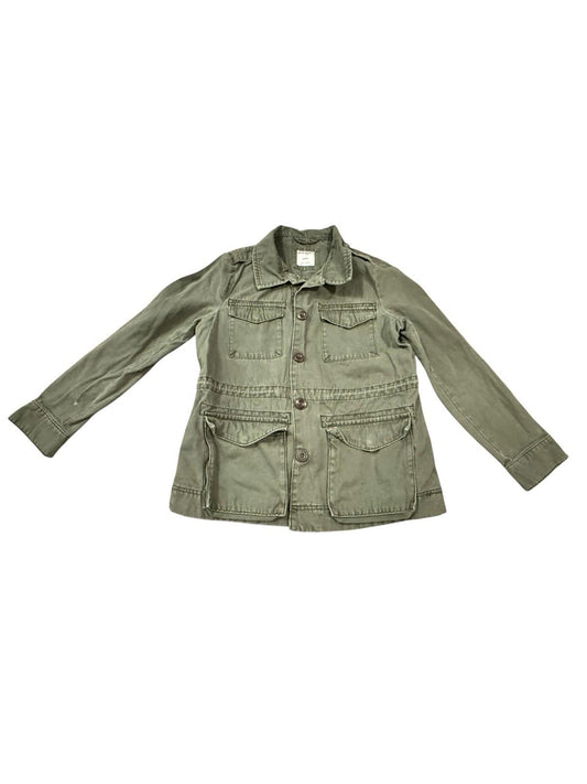 Old Navy Jacket Medium Utility Canvas Military Field Army Olive Long