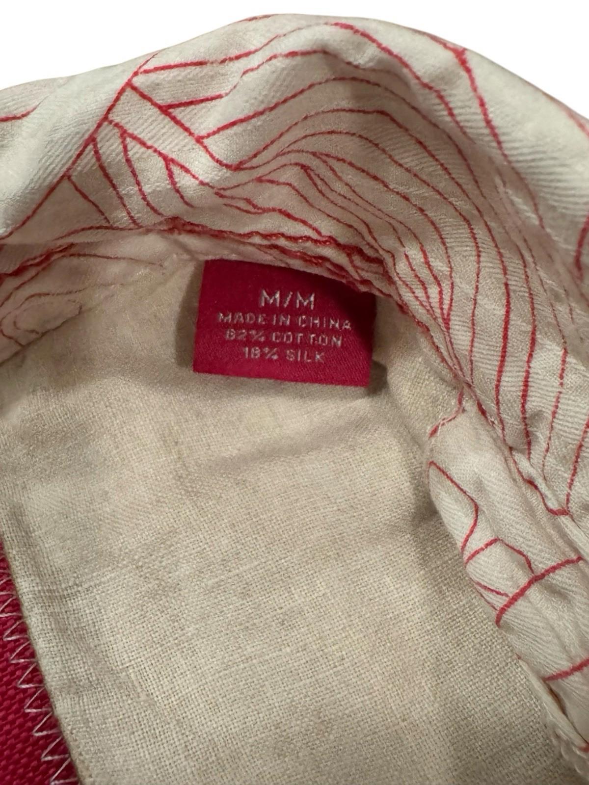 Tommy Bahama Island Modern Fit Red Floral Hawaiian Silk Cotton Shirt Mens M