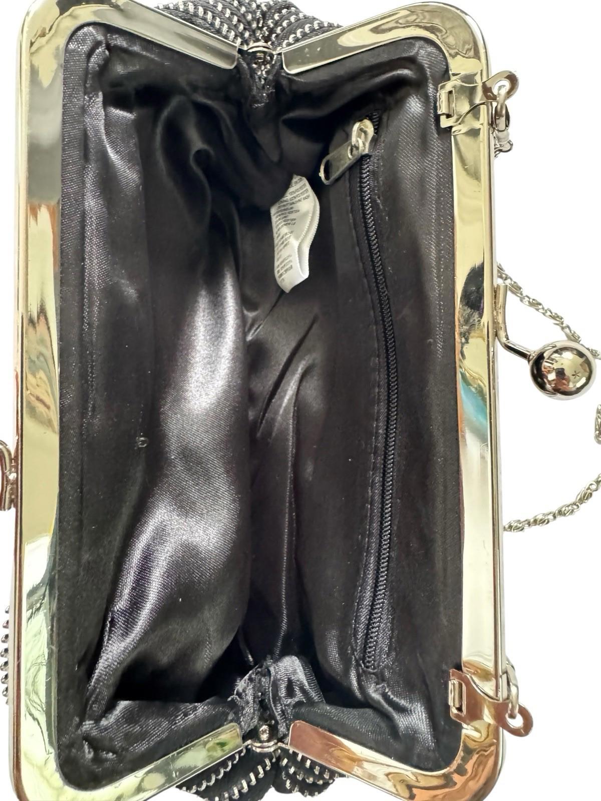 Zipper Pocketbook Evening Bag Cocktail Dress Accessory Black Chain Handle