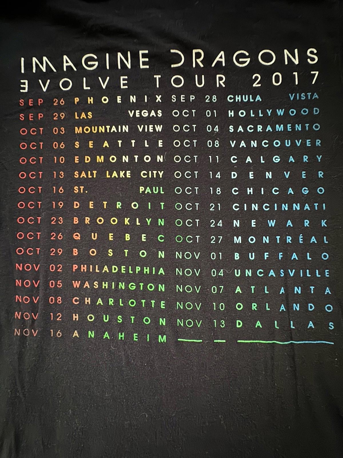 2017 IMAGINE DRAGONS Evolve Concert Tour Shirt Dan Reynolds Wayne Sermon Medium