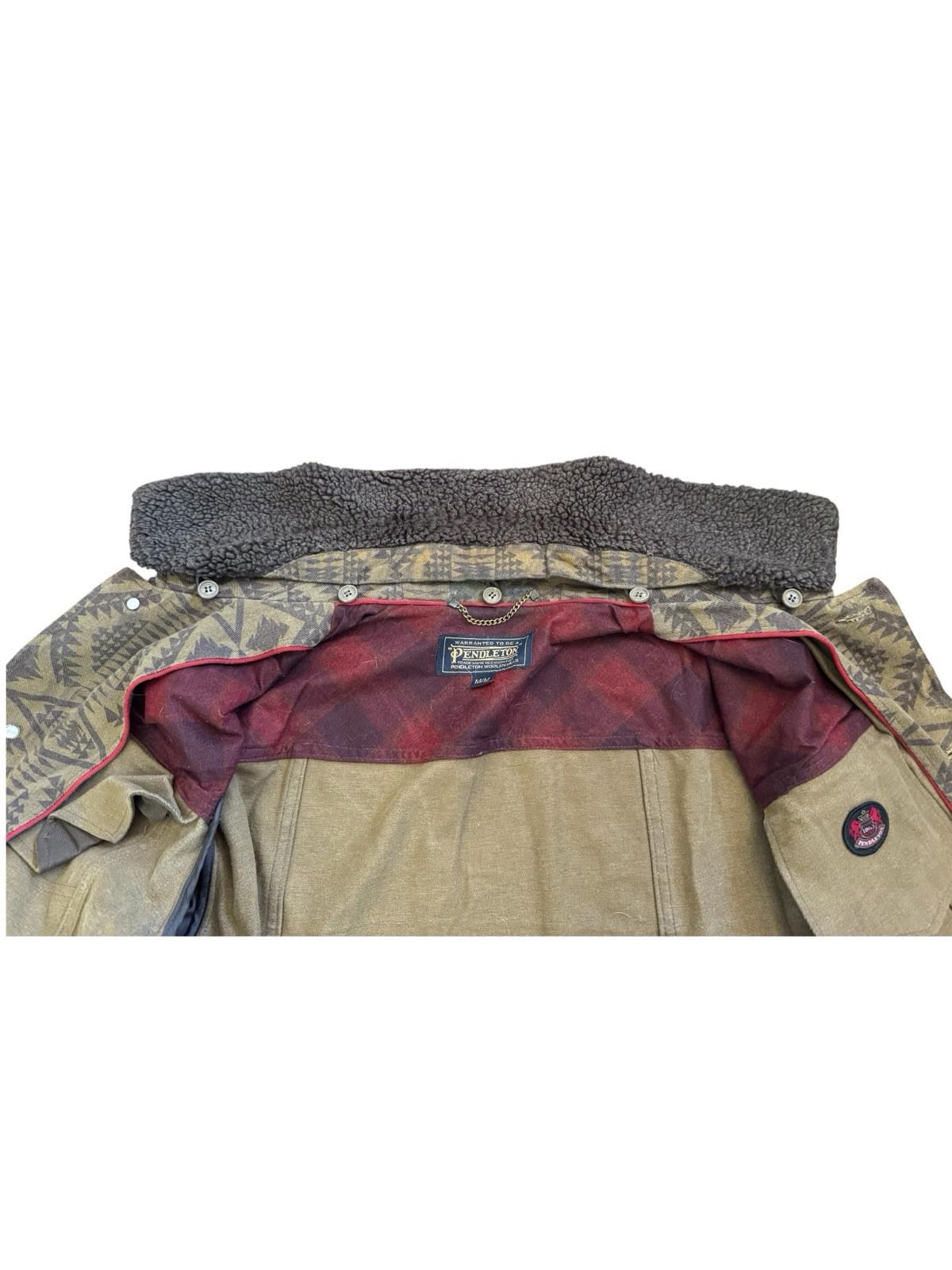 1980s Pendleton Brown Aztec Western Cotton Denim Jean Jacket Removable Collar M