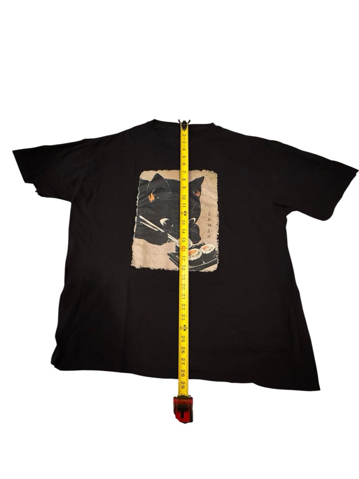 Cat Eating Sushi T-Shirt Men's Tshirt Japanese Tee Japan Kawaii Kitten 2XL