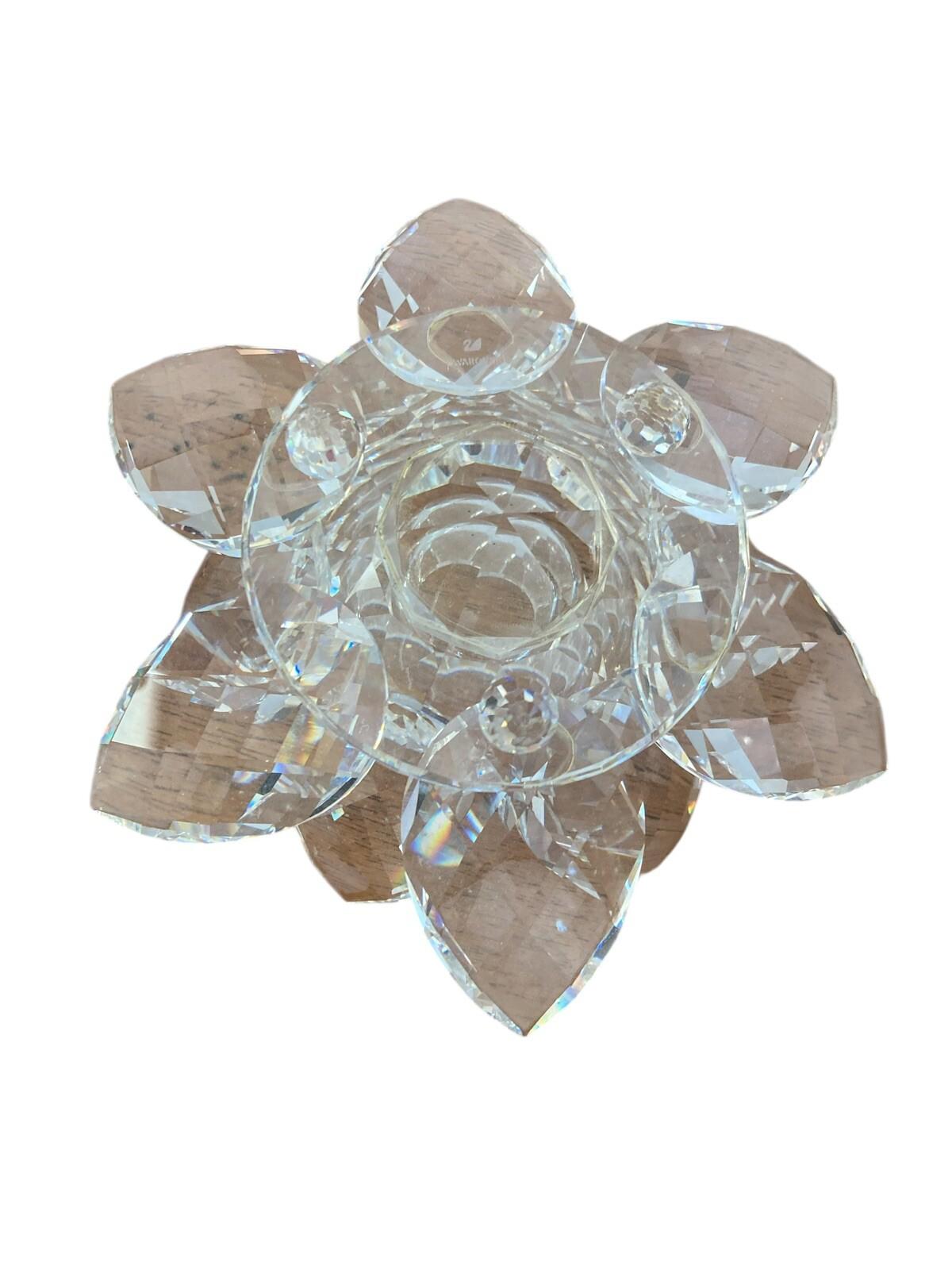 Swarovski Large Lotus Flower Crystal Glass Spiritual Flower Figurine Austria