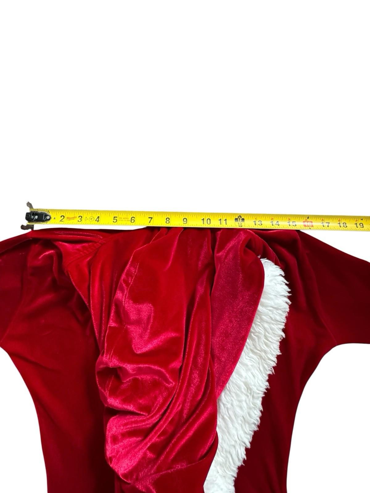 Vintage 1980s J Valentine Mrs. Claus Dress Red Christmas Velour Costume