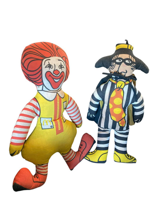 Pair Vintage 1973 McDonald's Ronald McDonald and Hamburglar Stuffed Animal Toys
