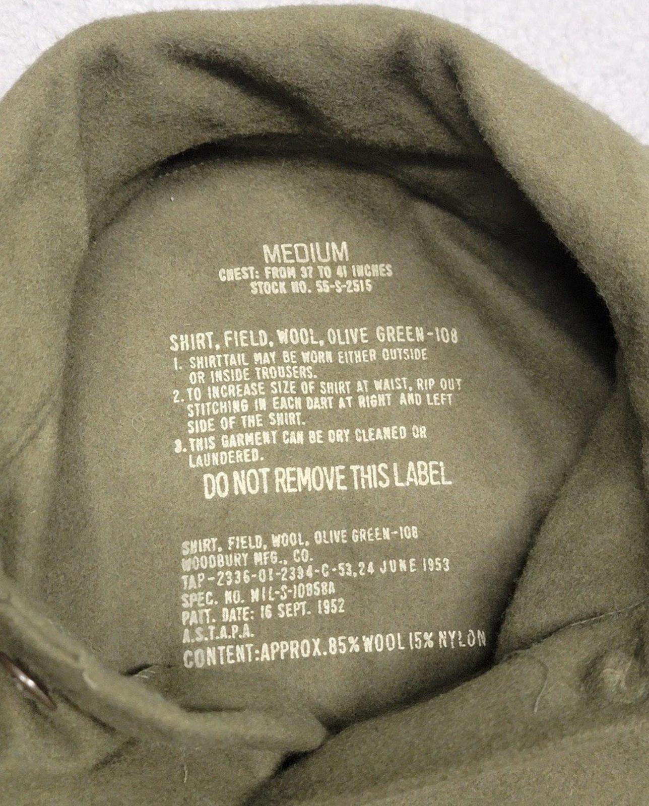 Vintage 1952 US Army Wool Military Field Jacket Large