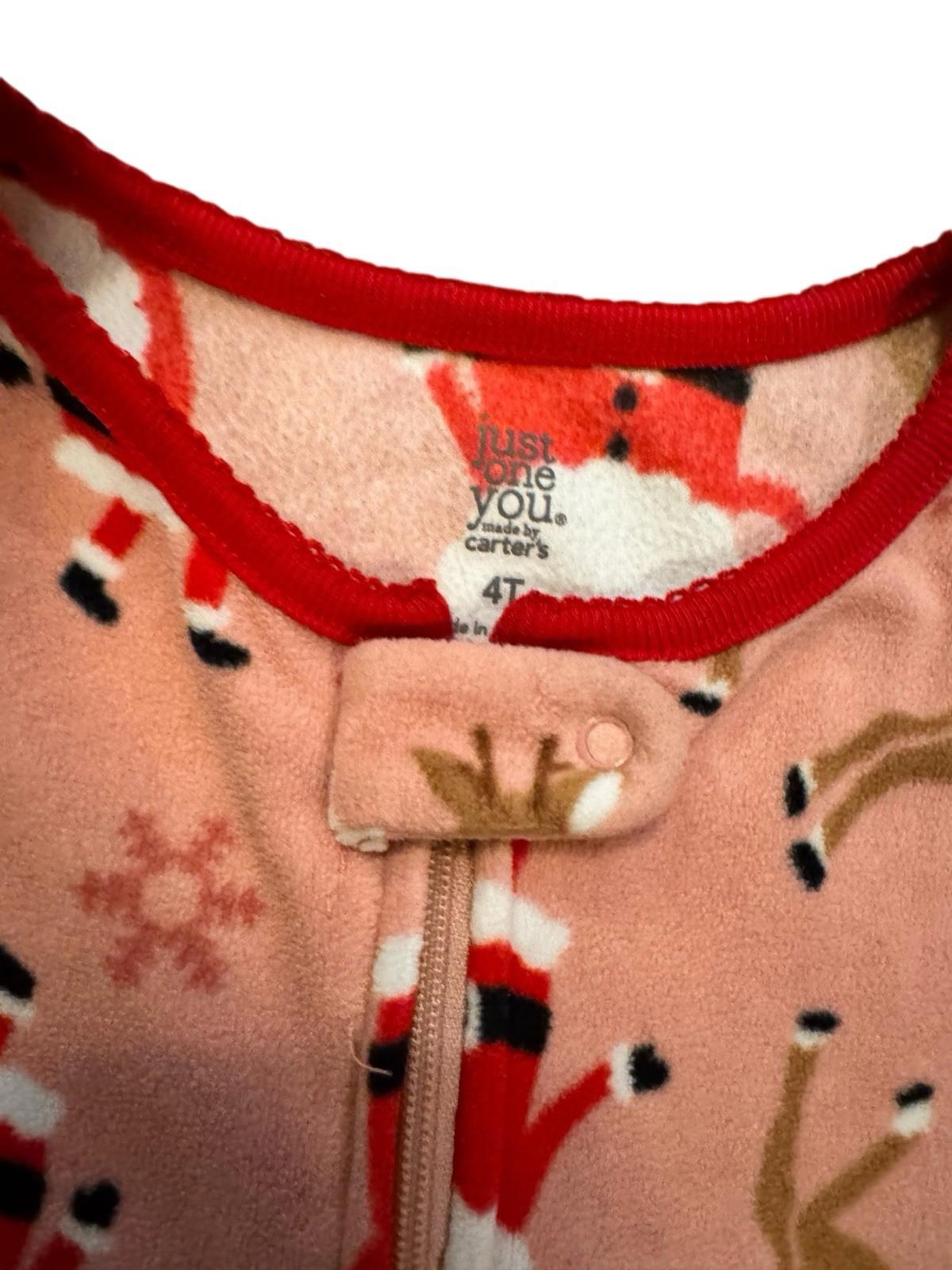 Carters Just One You Girls Santa Christmas Footed Pajamas 4T