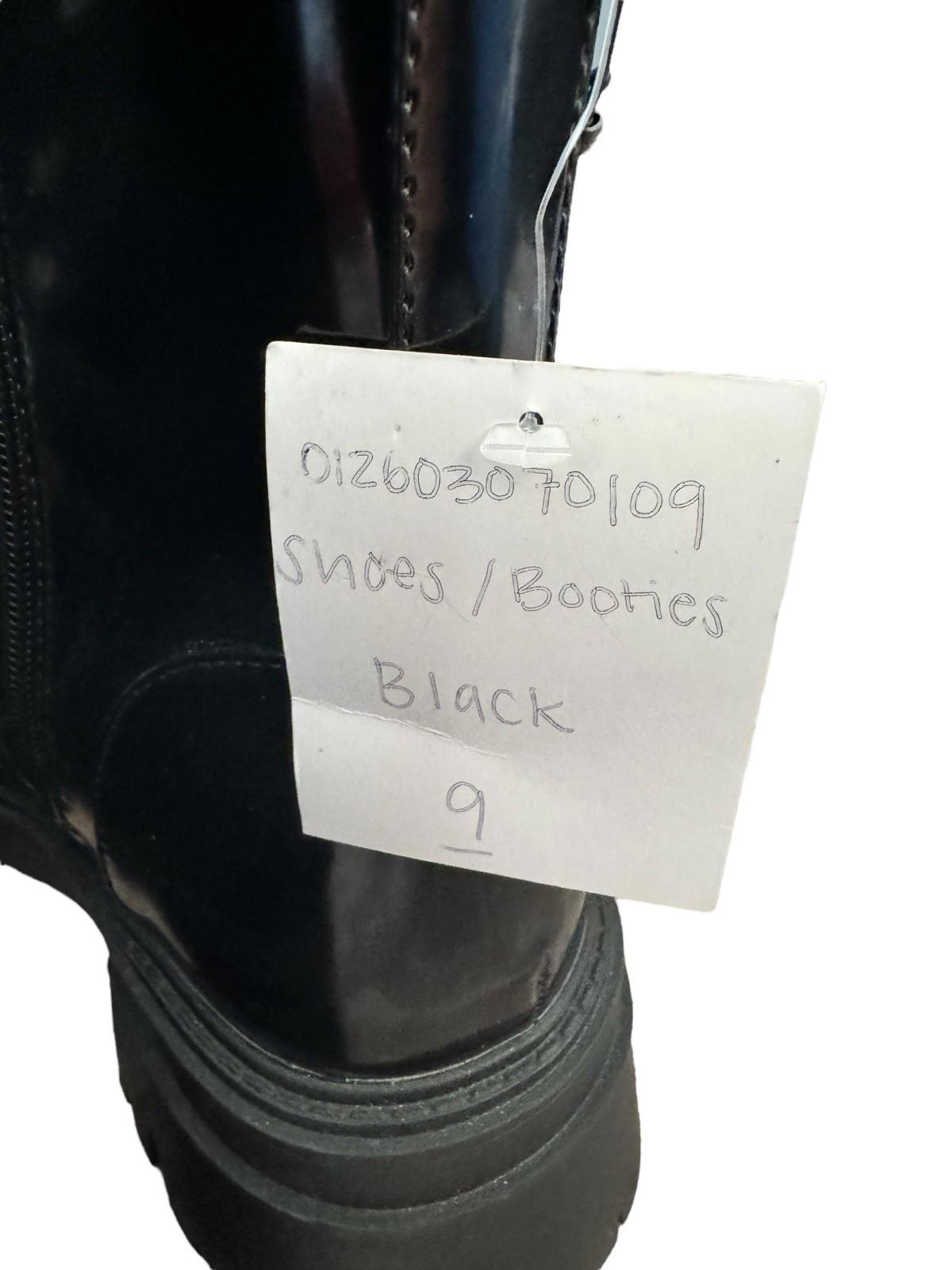 Forever 21 Black Patent Platform Combat Boots With Silver Glitter Laces Size 9