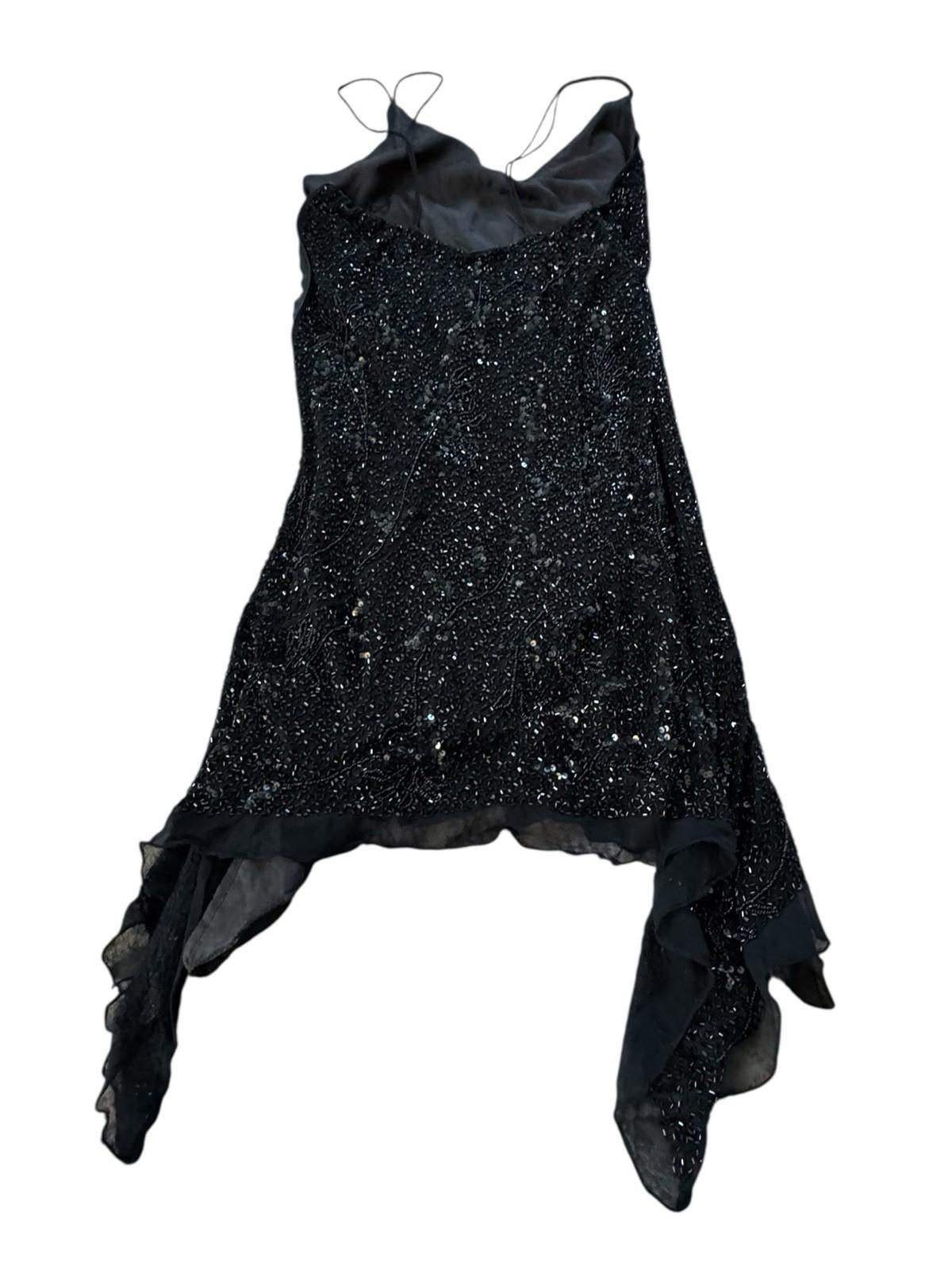 Vintage Mark John Gopal Black Beaded Flapper Dress Drag Formal Cocktail Wedding