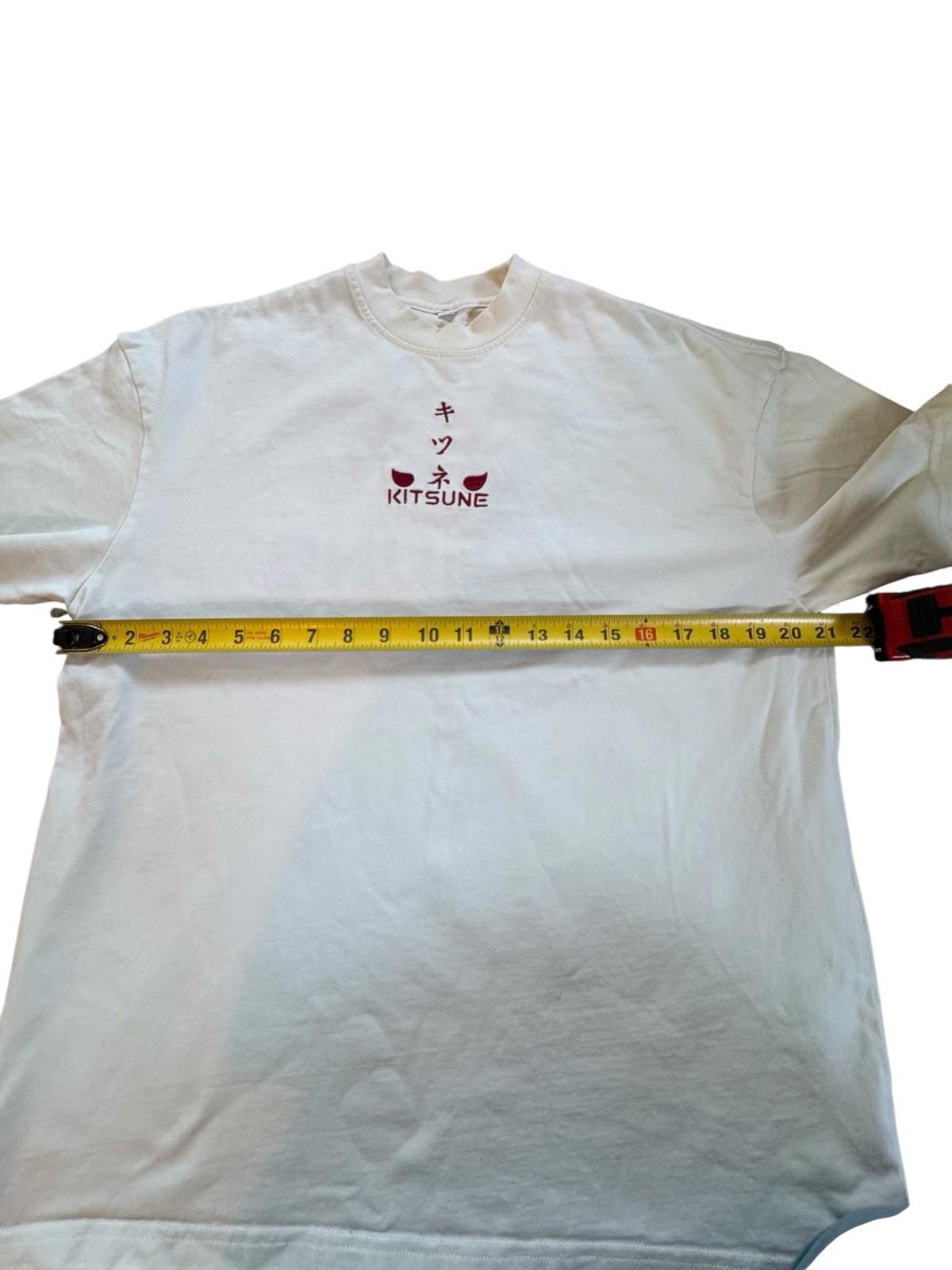 Japanese KITSUNE Heavy White 100% Cotton Mens TShirt Check Dimensions XS