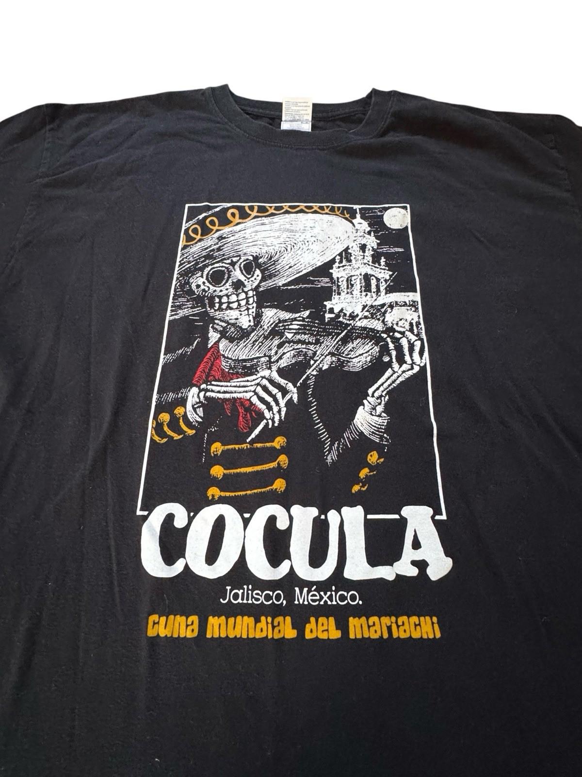 Vintage Super Rare Cocula Jalisco Mexico Mariachi Skeleton T-Shirt Size XL