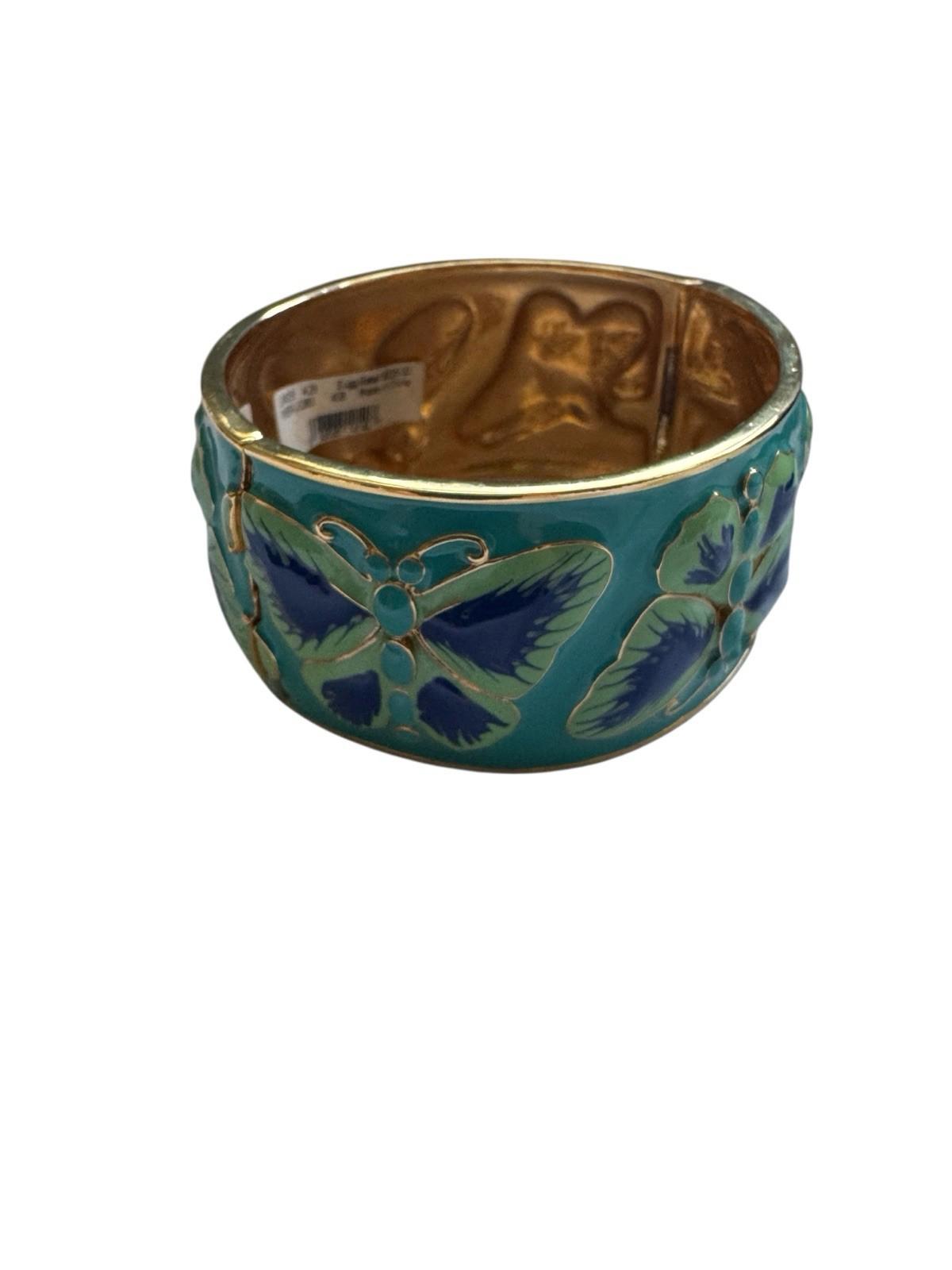 Vintage Kate Spade Blue Butterfly Hinged Cuff Bracelet NOS ORV $225