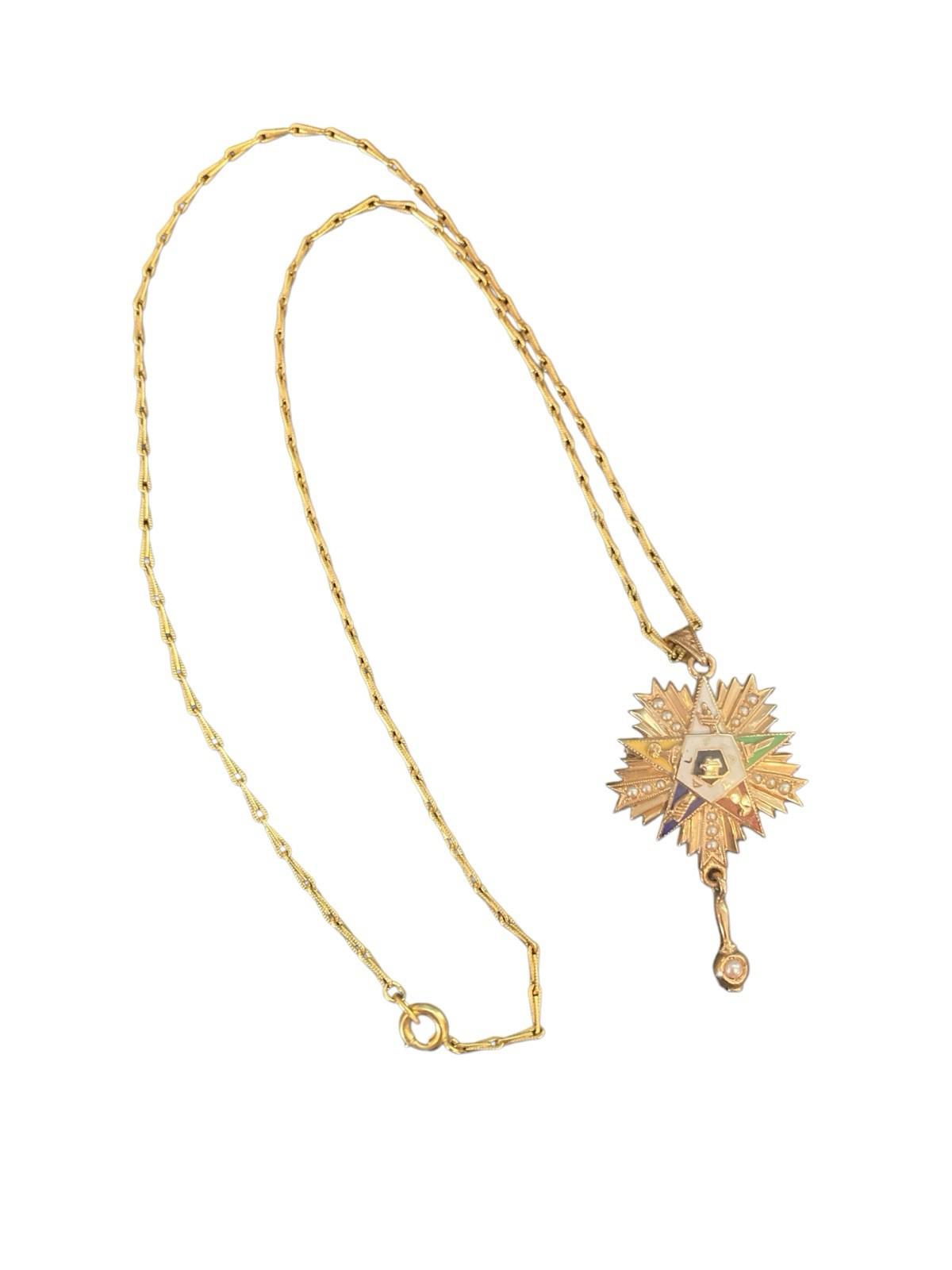 14K Gold Sorority Fraternal Pendant 1/20 12K Gold Necklace 1937 Beukendaal