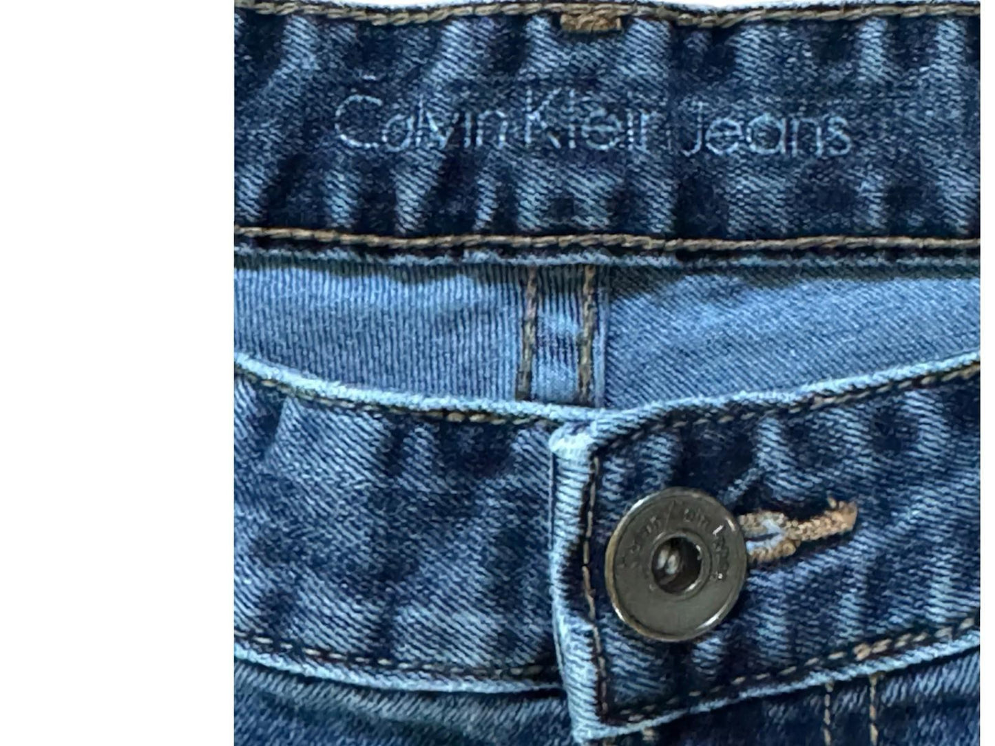 Calvin Klein Size 30X30 Mens Straight Cut Cotton Blue Denim Logo Jeans
