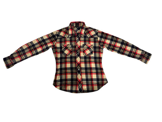 1980s Vintage Brittania Wool Plaid Flannel Button Up Down Shirt Cowboy Large