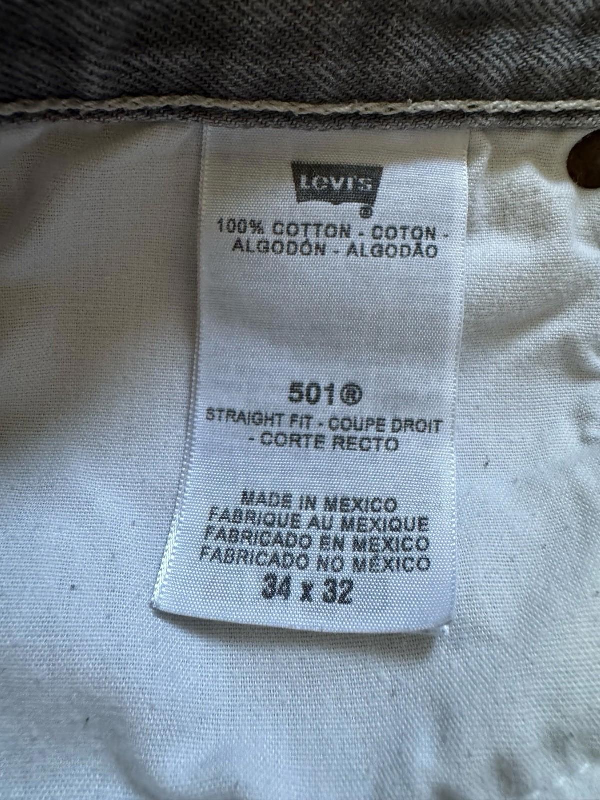 Vintage Mens Levis 501 Button Jeans Fly 34 x 32 Grey Near Perfect