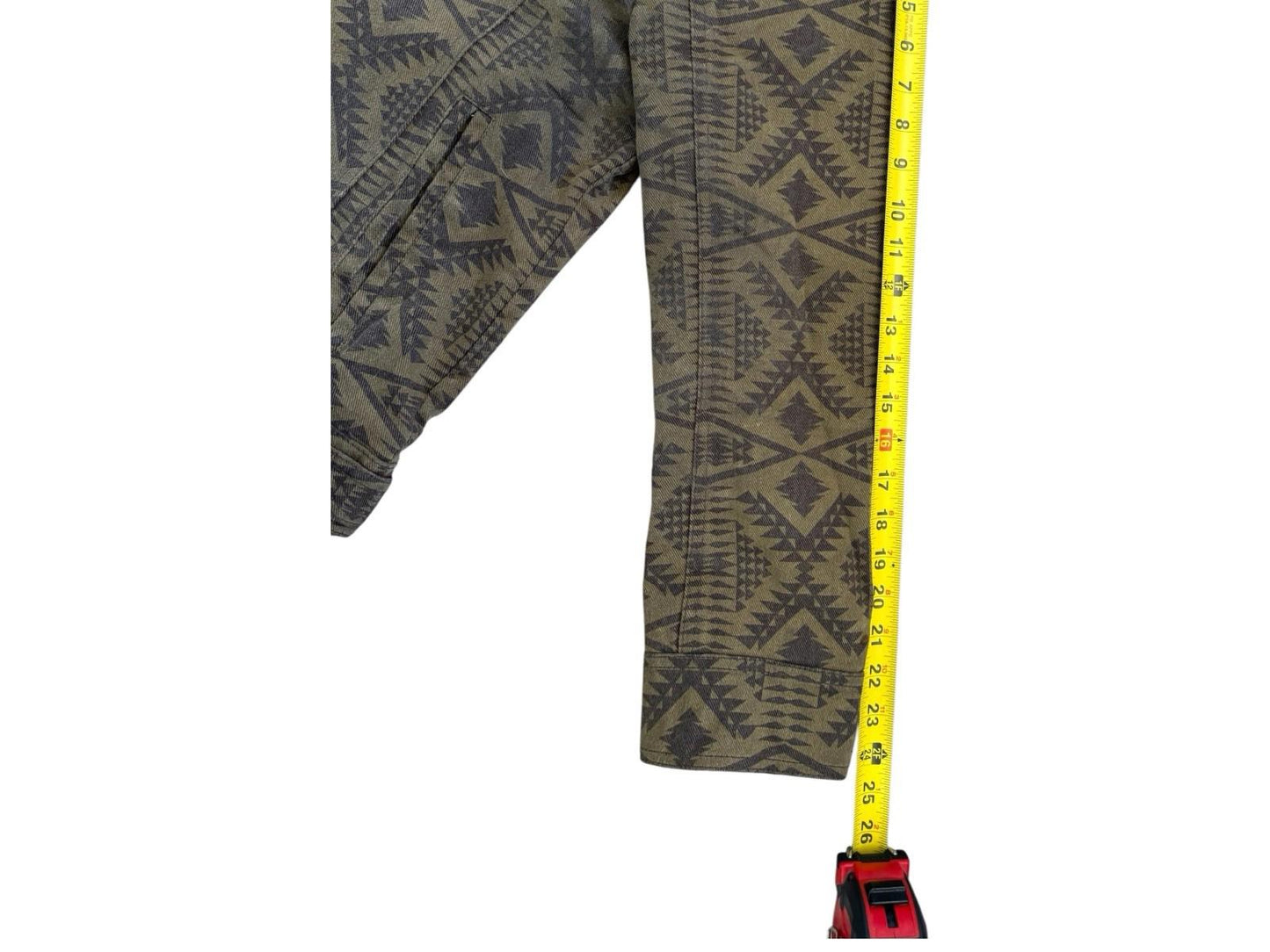 1980s Pendleton Brown Aztec Western Cotton Denim Jean Jacket Removable Collar M
