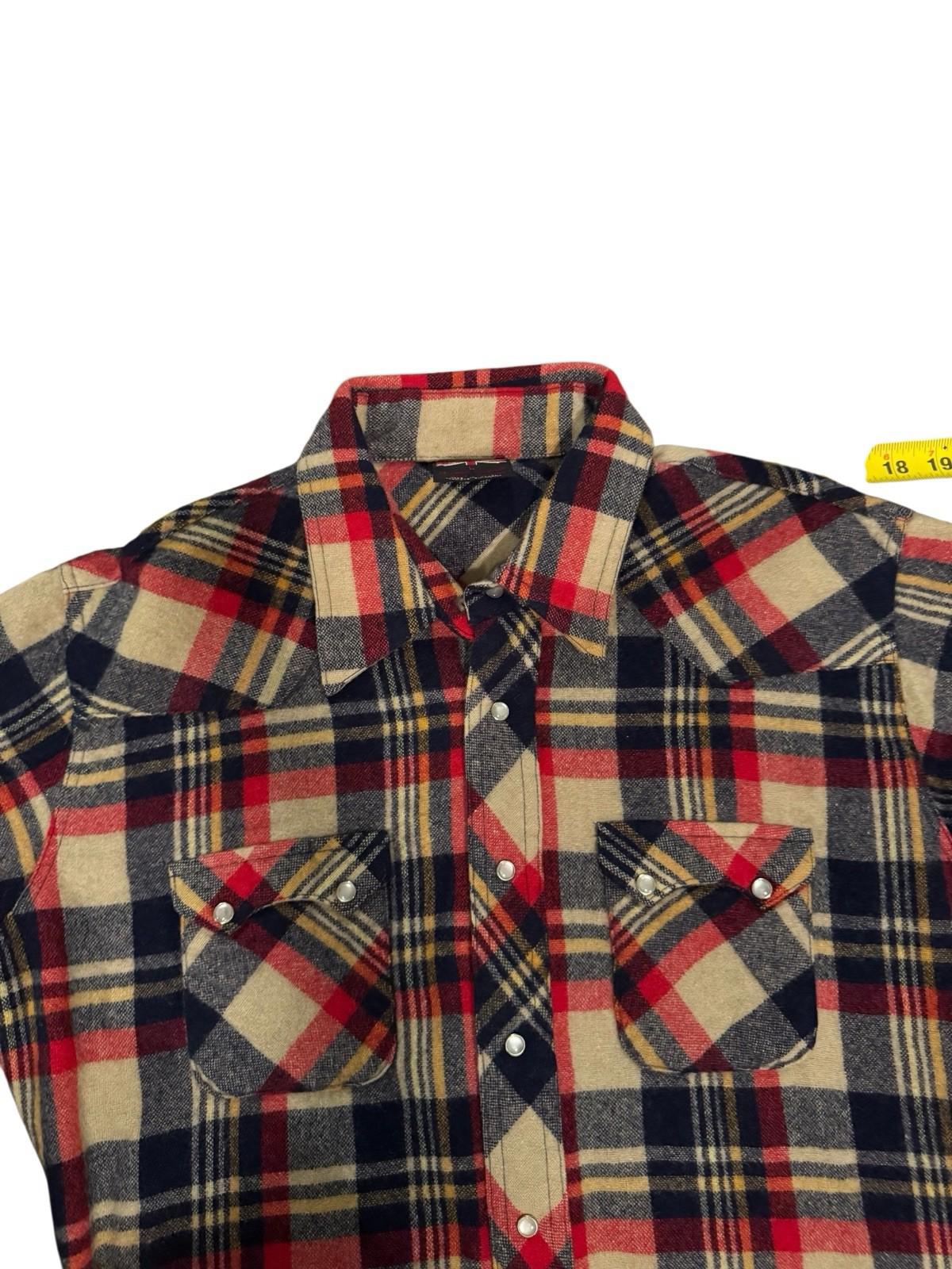 1980s Vintage Brittania Wool Plaid Flannel Button Up Down Shirt Cowboy Large