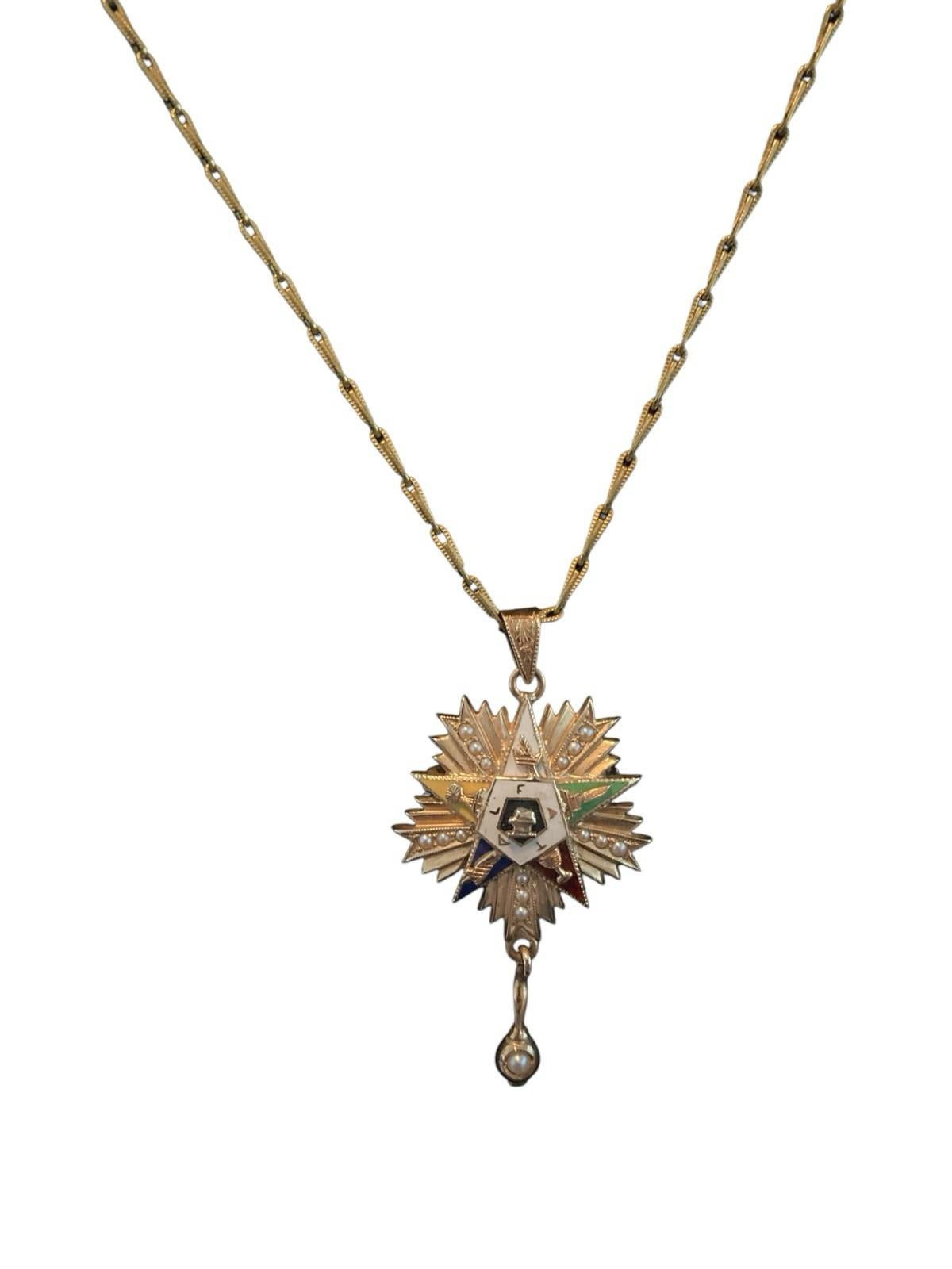14K Gold Sorority Fraternal Pendant 1/20 12K Gold Necklace 1937 Beukendaal