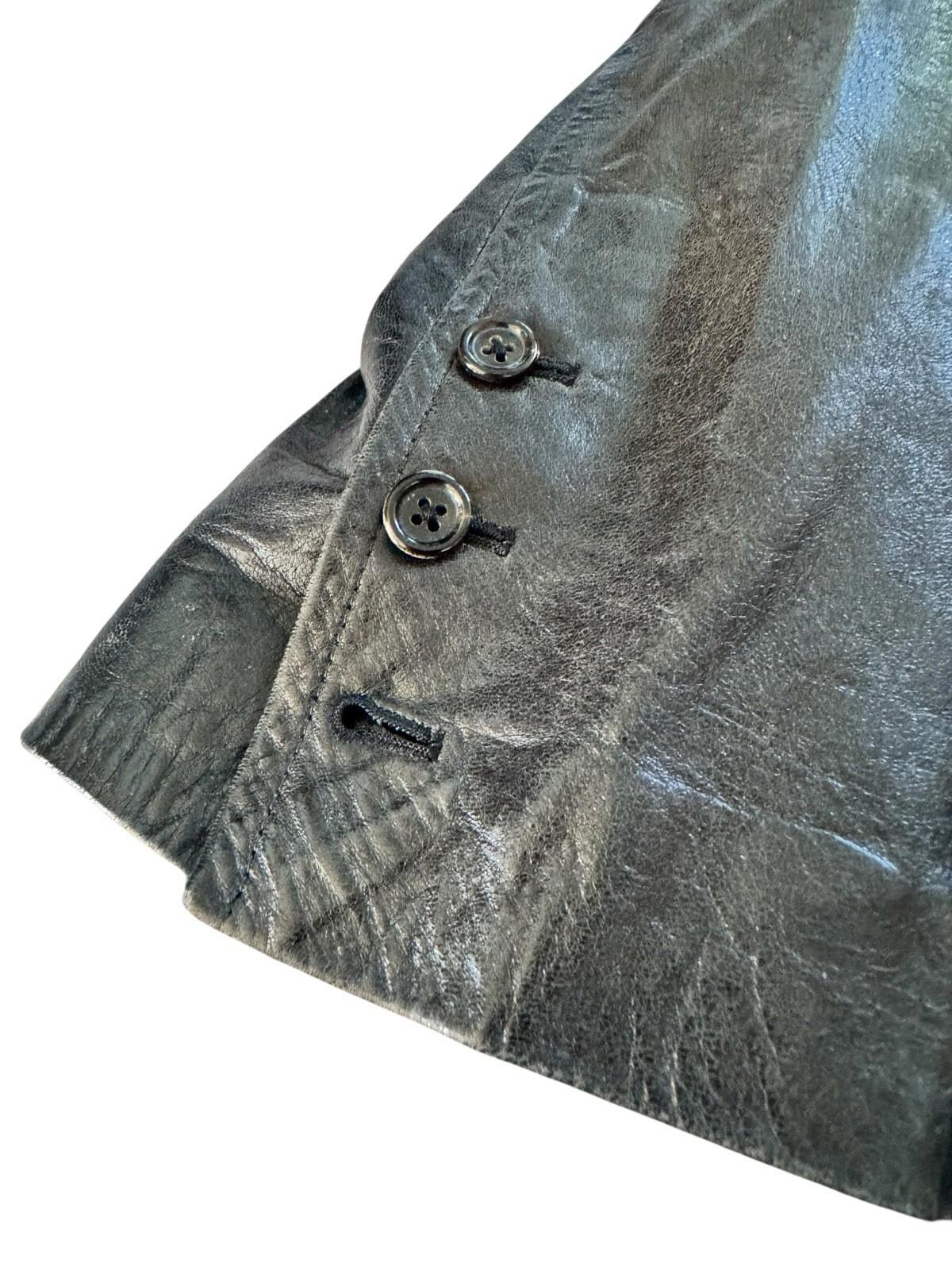 Richard Tyler Couture Black Three Button Leather Jacket Coat Size S/M