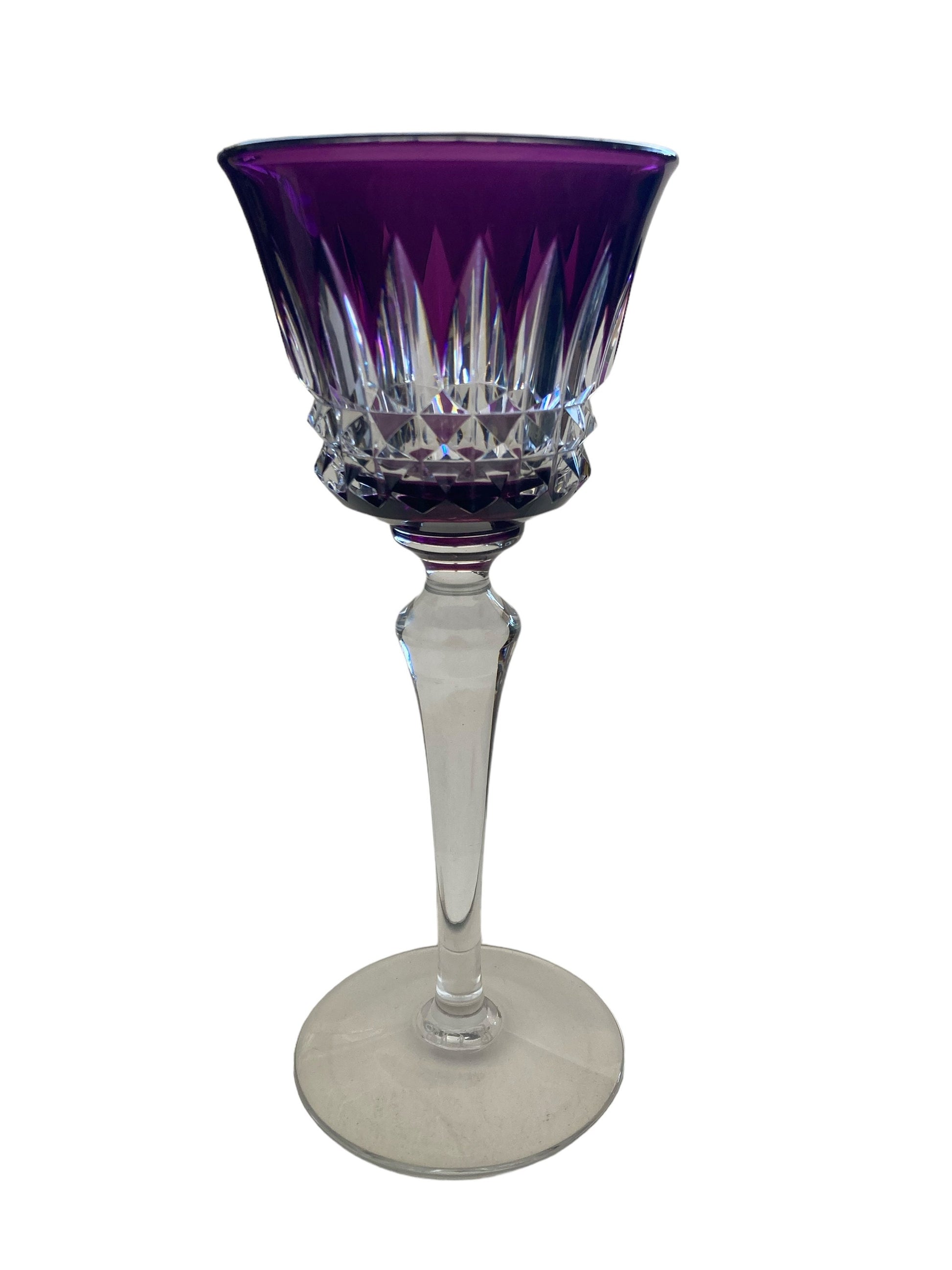 1930s Baccarat Crystal Buckingham Hand Blown Colored Cut Glass Amethyst Blue Green Orange or Yellow