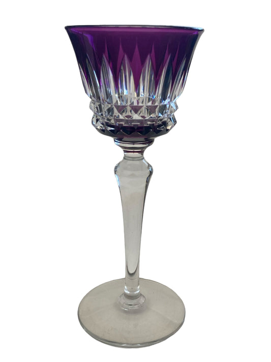 1930s Baccarat Crystal Buckingham Hand Blown Colored Cut Glass Amethyst Blue Green Orange or Yellow